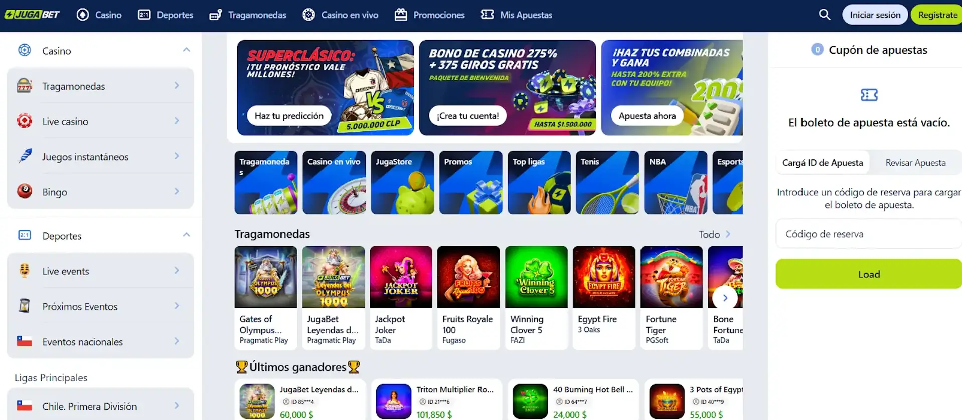 Capturas de Jugabet Casino